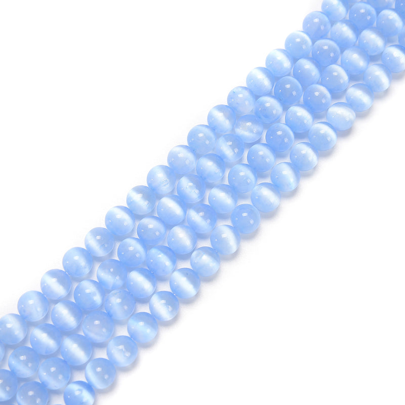 Blue Color Selenite Smooth Round Beads Size 6mm 8mm 10mm 15.5'' Strand