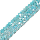 Iridescent Aqua Blue MOP Shell Heart Shape Beads Size 6mm 8mm 10mm 15.5'' Strand