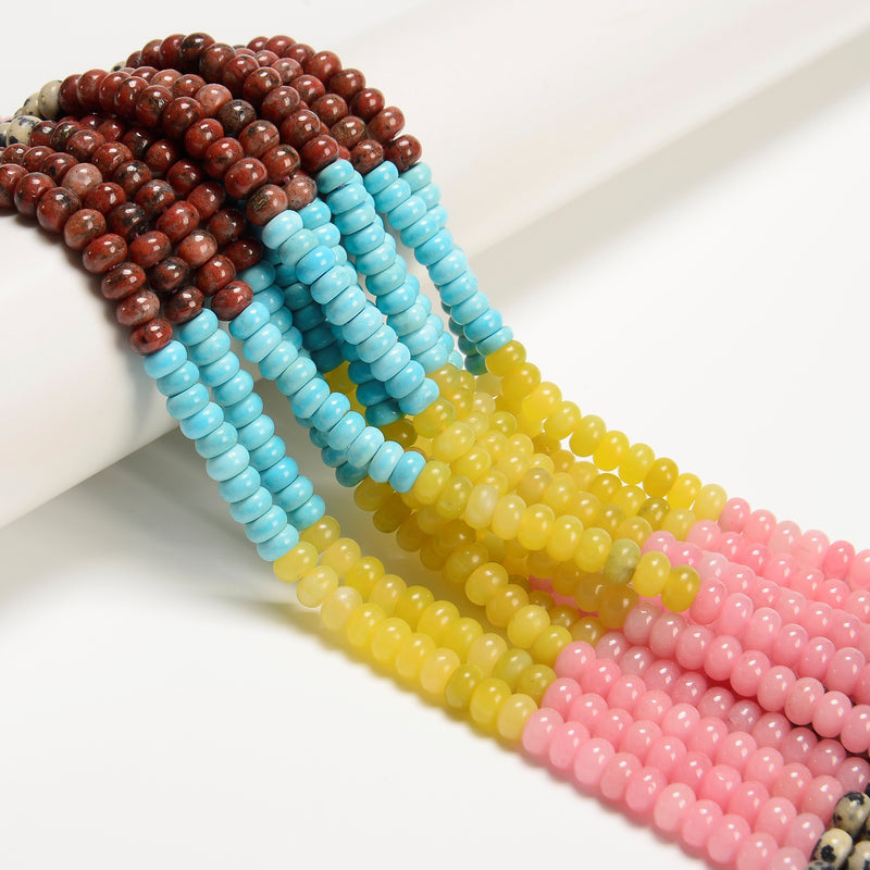 04 Multi-color Gemstone Smooth Rondelle Beads Size 4x6mm 15.5'' Strand