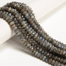 Natural Gray Labradorite Faceted Rondelle Beads Size 5x8mm 15.5" Strand