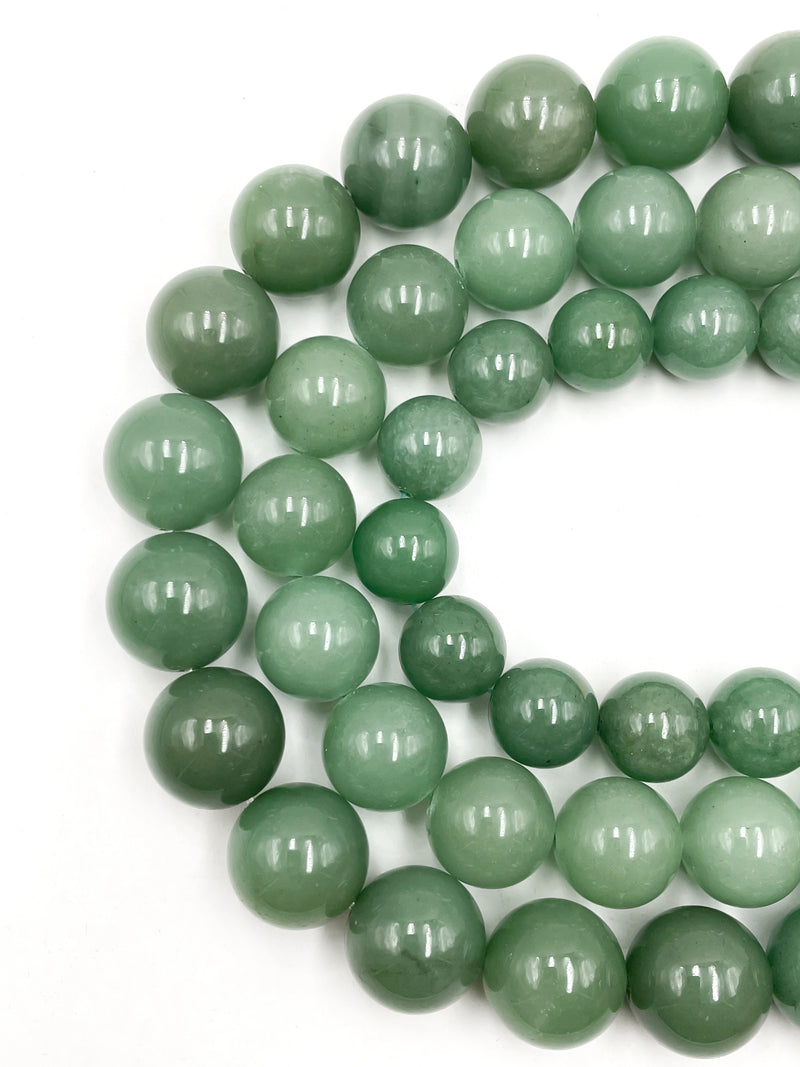 Natural Green Aventurine Smooth Round Beads 16mm 18mm 20mm 15.5" Strand