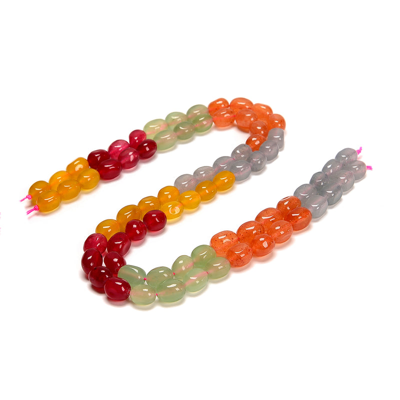 06 Multi-color Dyed Jade Pebble Nugget Beads Size 8x10mm 15.5'' Strand