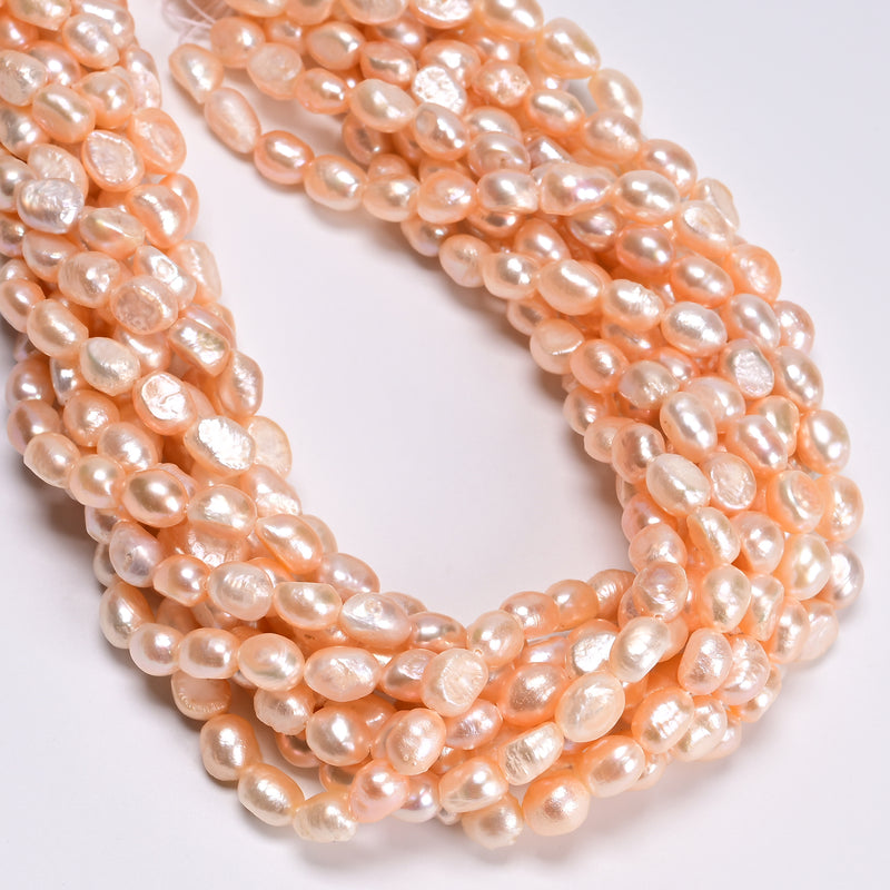 Natural Pink Fresh Water Pearl Side Drill Nugget Beads Size 7x10mm 14'' Strand