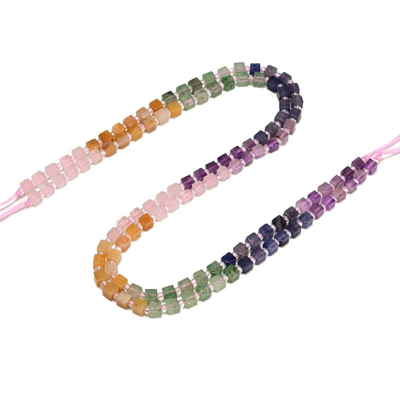 03 Multi-color Gemstone Smooth Cube Shape Beads Size 4mm 15" Strand