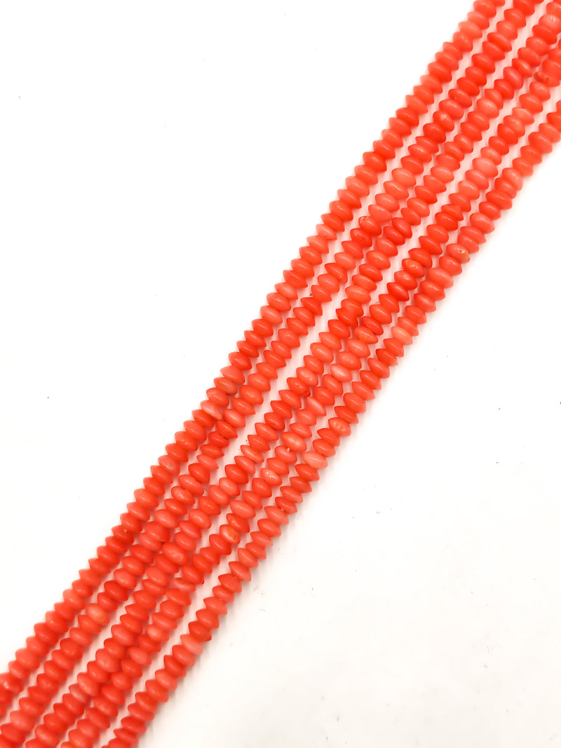 Pink Bamboo Coral Rondelle Disc Beads Size 2x4mm 15.5" Strand