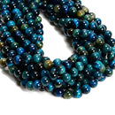Yellow Blue Tiger Eye Smooth Round Beads Size 4mm 6mm 8mm 10mm 15.5'' Strand