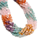 01 Multi-color Gemstone Smooth Cube Shape Beads Size 4mm 15" Strand