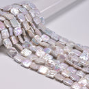 Natural White Fresh Water Pearl Square Shape Beads Size 13-14mm 15.5'' Strand