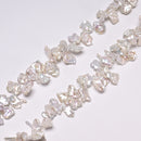 White Fresh Water Pearl Keshi Corn Flake Petals Beads 11-12x15-17mm 16" Strand