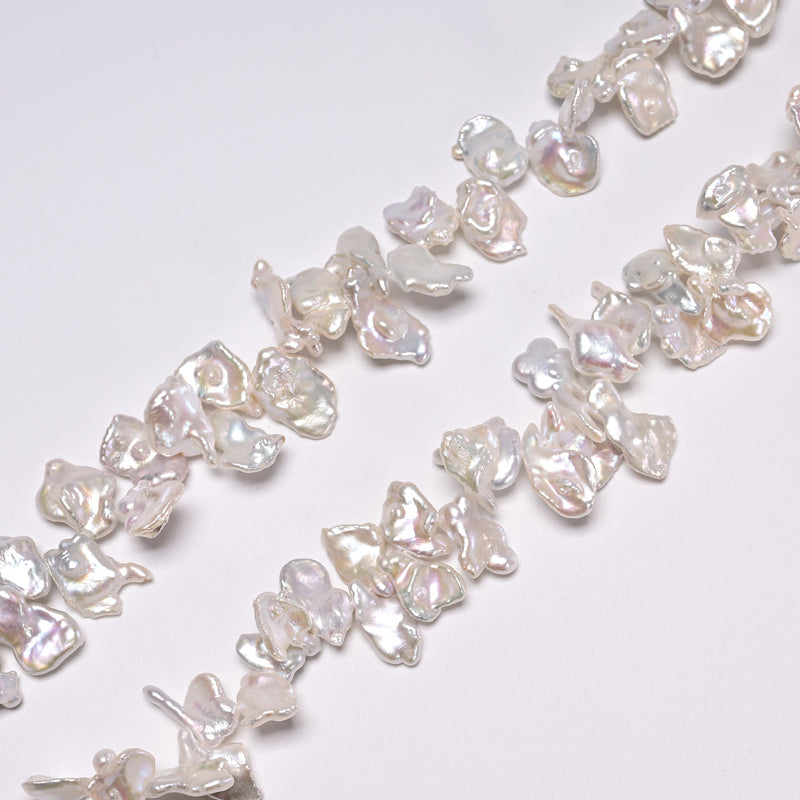 White Fresh Water Pearl Keshi Corn Flake Petals Beads 11-12x15-17mm 16" Strand