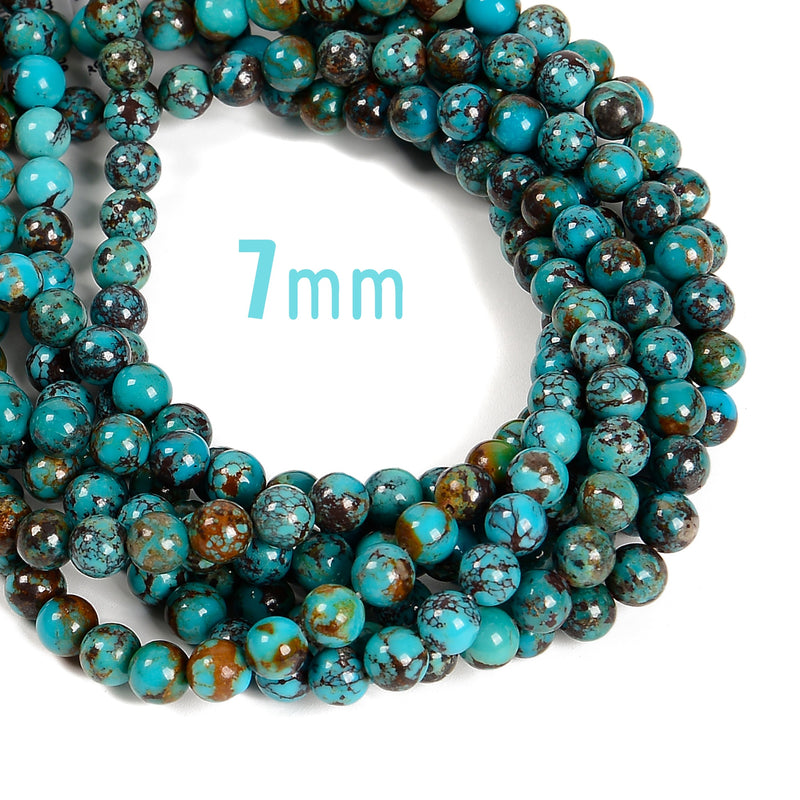 Genuine Natural Turquoise Smooth Round Beads 5mm 6mm 7mm 8mm 9mm 10mm 15.5" Strand