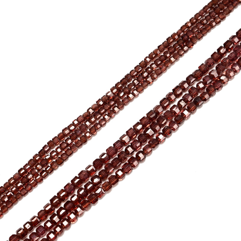 Natural Mozambique Garnet Faceted Rubik's Cube Beads Size 2mm 3mm 15.5'' Strand