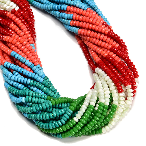 03 Multi-color Gemstone Smooth Rondelle Beads Size 2x4mm 15.5'' Strand