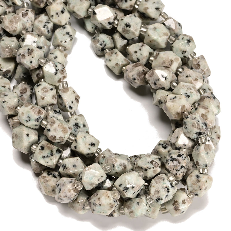 Natural Kiwi Stone Faceted Nugget Chunk Beads Size 10x12mm 15.5" Strand