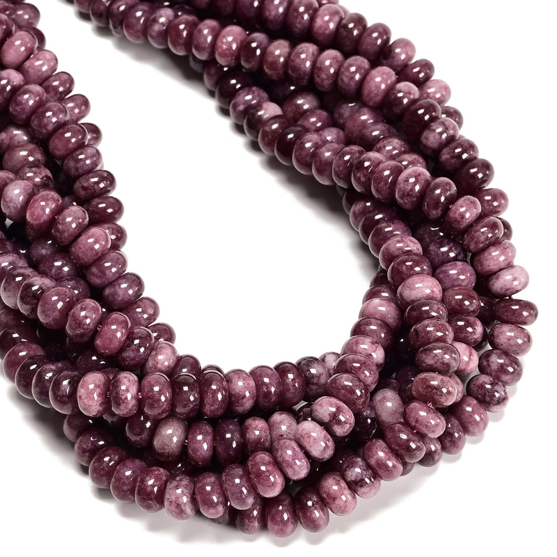 Lepidolite Color Dyed Jade Smooth Rondelle Beads Size 5x8mm 15.5'' Strand