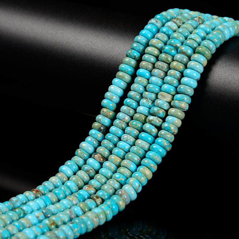 Light Blue Sea Sediment Jasper Smooth Rondelle Beads 3x6mm 3x10mm 15.5'' Strand