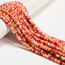 Natural Orange Red Spiny Oyster Smooth Rondelle Beads 2x5mm 3x6mm 16" Strand