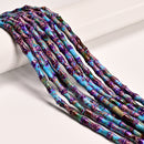 Purple Galaxy Sea Sediment Jasper Bamboo Tube Beads Size 6x13mm 15.5'' Strand