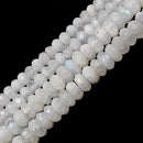 Natural White Rainbow Moonstone Faceted Rondelle Beads 4x6mm 5x8mm 15.5" Strand