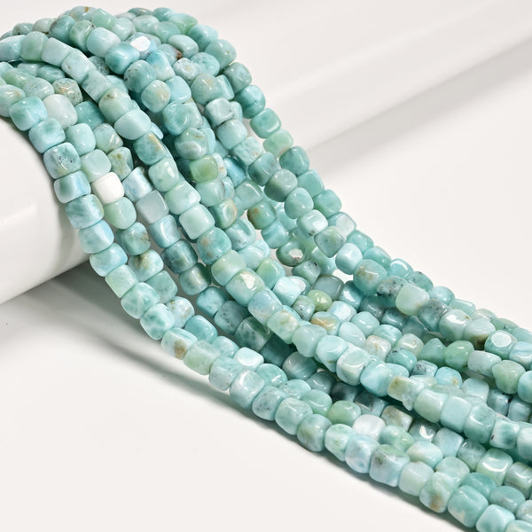 Natural Larimar Irregular Cube Nugget Beads Size 5-6mm 15.5" Strand