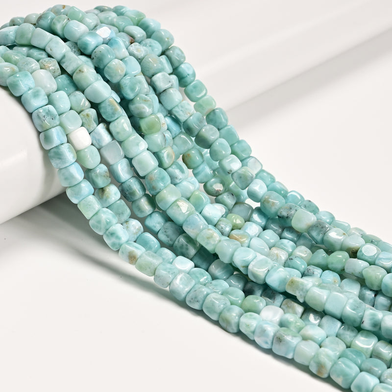 Natural Larimar Irregular Cube Nugget Beads Size 5-6mm 15.5" Strand