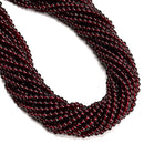 Natural Red Garnet Smooth Round Beads Size 4mm 15.5" Strand