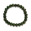 Dark Green Nephrite Jade Smooth Rondelle Beaded Bracelet Size 7x9mm 7.5'' Length