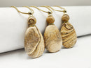 Natural Stone Essential Oil Necklace Flat Round Perfume Bottle & Golden Chain