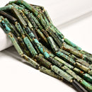 African Turquoise Faceted Rectangle Irregular Tube Beads 6-7x18-30mm 15.5" Strd