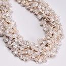 Natural White Fresh Water Pearl Keshi Corn Flake Petals Beads 7-8x9-10mm 15.5" L