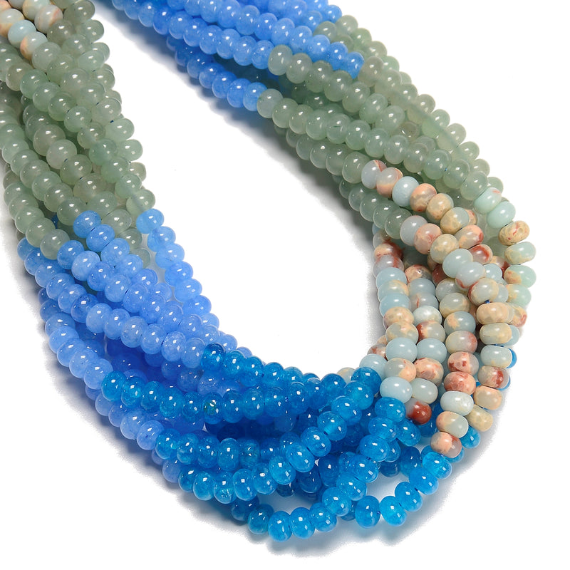 01 Multi-color Gemstone Smooth Rondelle Beads Size 4x6mm 15.5'' Strand