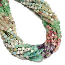 15 Multi-color Gemstone Smooth Cube Shape Beads Size 4mm 15" Strand