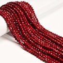 Red Ruby Color Dyed Jade Faceted Round Beads Size 4mm 15.5" Strand