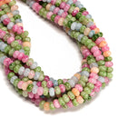 Morganite Color Dyed Jade Smooth Rondelle Beads Size 5x8mm 15" Strand