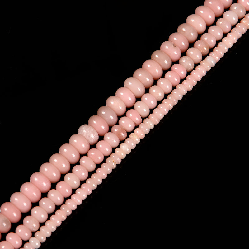 Natural Chinese Pink Opal Smooth Rondelle Beads 2x4mm 4x6mm 5x8mm 15.5'' Strand