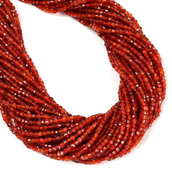 Carnelian Faceted Cube Beads Size 2.5-2.8mm 15.5'' Strand