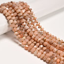 Multi Peach Moonstone Faceted Rondelle Wheel Beads 5x8mm 5x9mm 6x10mm 15.5" Strd