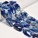 Cloudy Blue Quartz Faceted Twist Freeform Slice Beads Size 30x40mm 15.5'' Strand