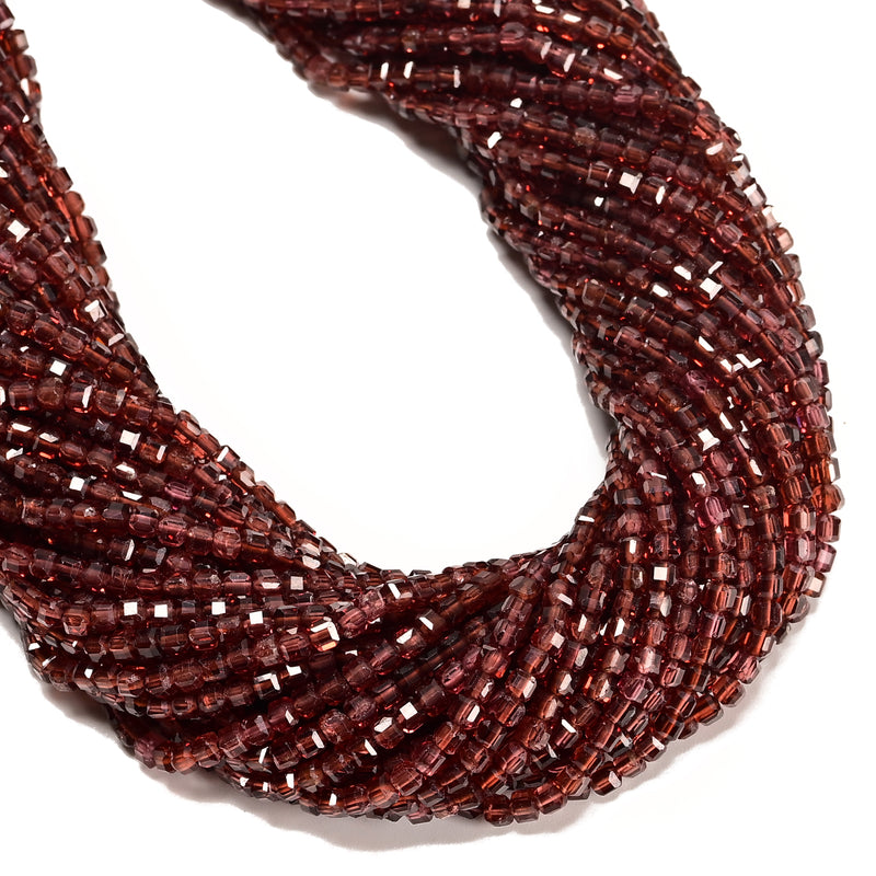 Natural Mozambique Garnet Faceted Rubik's Cube Beads Size 2mm 3mm 15.5'' Strand
