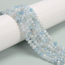 Natural Aquamarine Faceted Rondelle Beads Size 3.5x5.5mm 15.5'' Strand