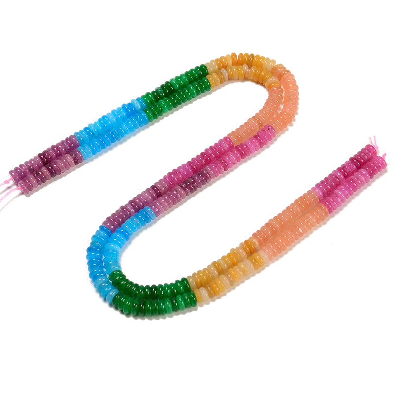 01-Multi-color Gemstone Smooth Rondelle Beads Size 2x6mm 15.5'' Strand