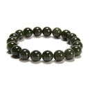 Natural Dark Green Nephrite Jade Smooth Round Beaded Bracelet 10mm 7.5" Length