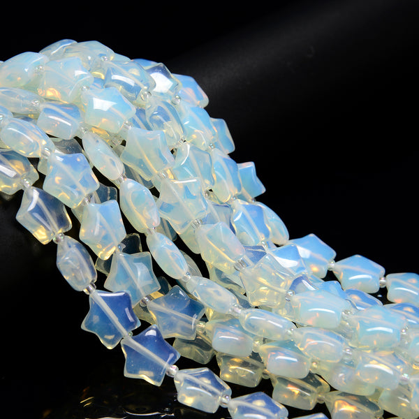 Opalite Five-Pointed Star Shape Beads Size 15mm 15.5'' Strand