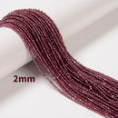 Natural Purple Garnet Faceted Round Beads Size 2mm 3mm 15.5'' Strand