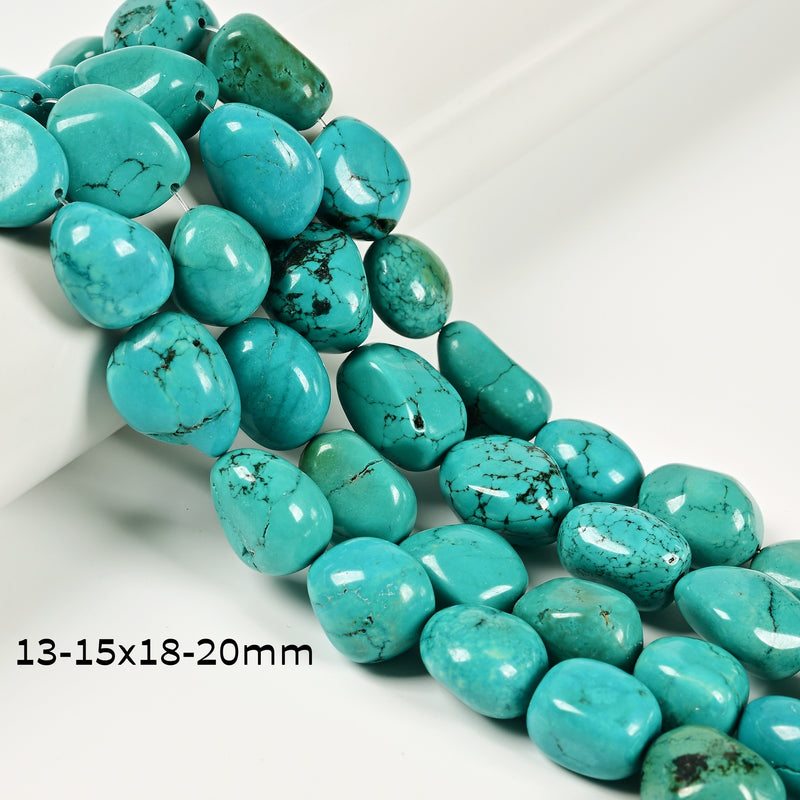 Blue Turquoise Nugget Chunk Beads Size 13-15x18-20mm 15-18x20-25mm 15.5'' Strand