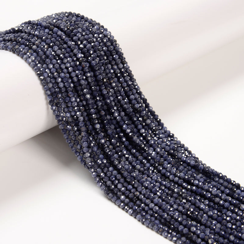 Natural Grade A Sapphire Faceted Round Beads Size 2mm 15.5'' Strand