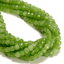 Peridot Color Dyed Jade Faceted Cube Beads Size 7-8mm 15.5'' Strand