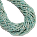 Natural Green Amazonite Cylinder Tube Beads Size 4x4mm 15.5" Strand