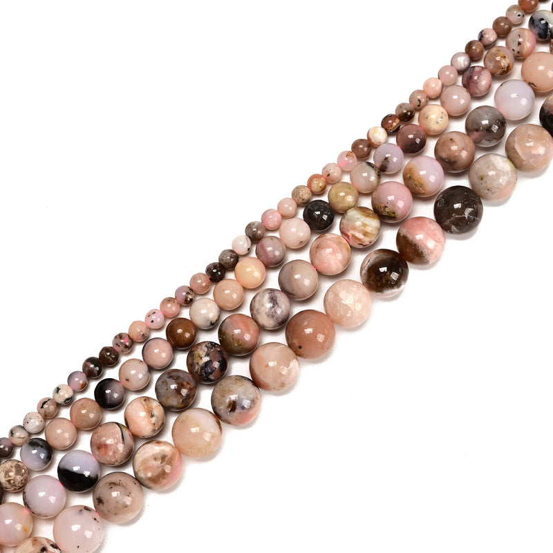 Natural Multi Color Pink Opal Smooth Round Beads 4mm 6mm 8mm 10mm 15.5" Strand