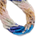17 Gradient Multi-color Gemstone Smooth Rondelle Beads Size 4x6mm 15.5" Strand